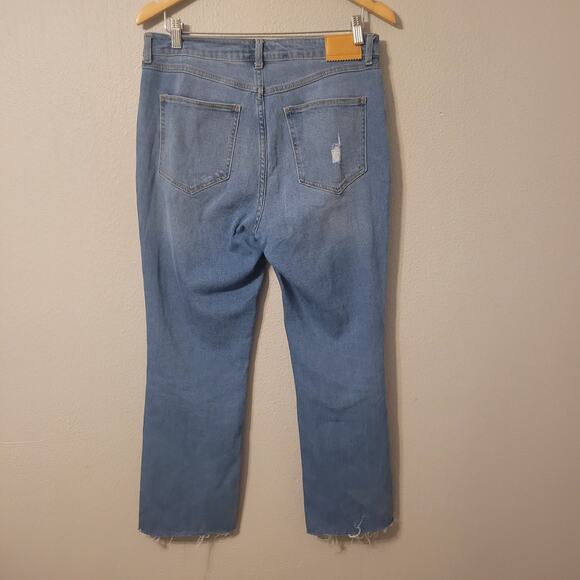 Avec Les Filles Straight Leg Denim Jeans Womens 29 Medium Wash Distressed - Picture 2 of 11